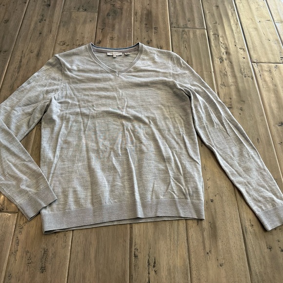 Ted Baker Mens Noel Wool Blend Vneck Sweater Sz 3 M Gray Long Sleeves - Picture 4 of 7
